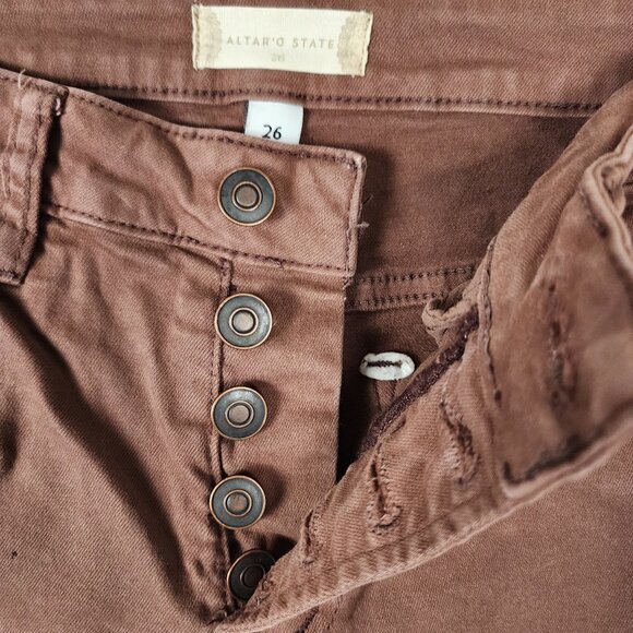 Altard State Rust Color High Rise Button Fly Flare Jeans - Picture 5 of 8